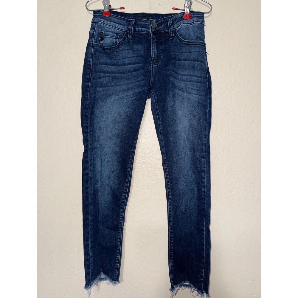 KanCan Jeans Womens Size 26 Blue Wash Skinny‎ Ankle Raw Hem VBK1195A